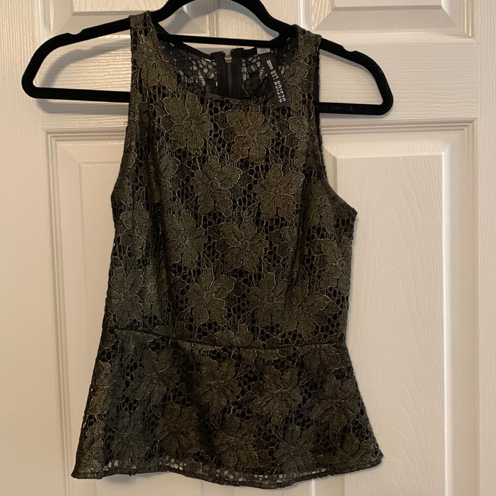 Gold and black flower lace peplum